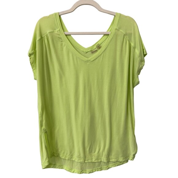 Zella V-neck Athletic Top Women M Neon Green Loose Fit Workout Athleisure Comfy - Picture 2 of 7